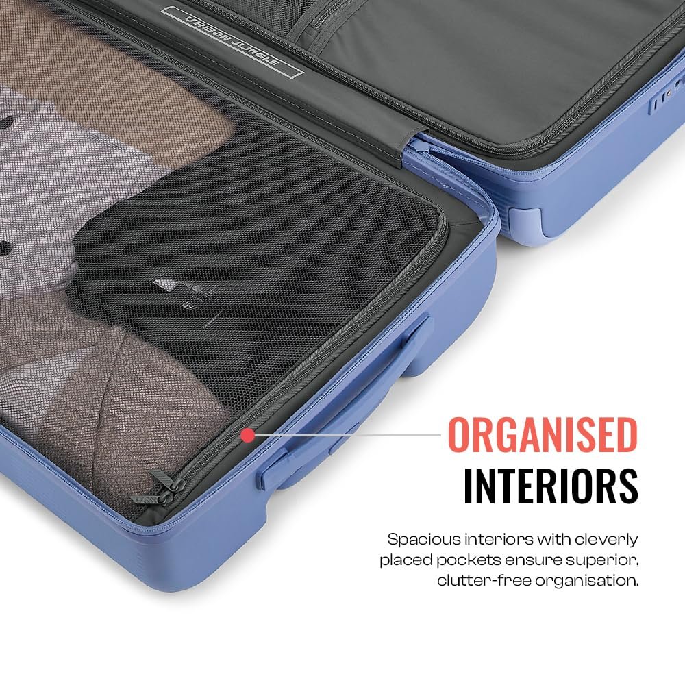 Urban Jungle by Safari, The Lumolite Light Weight Medium (65cm) Check in Trolley, 74L Capacity Hard Sided Polycarbonate Suitcase,TSA Approved Lock, 8 Silent Wheels (Blue) - Image 4