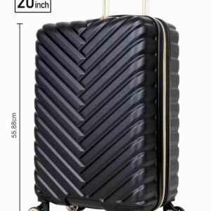 KENNETH COLE Unisex Madison Square 8 Spinner Wheel Expandable Hardside Luggage| ABS Material | 360° Rotation|20″ Trolley & Laptop Handbag,Set of 2|Travel Suitcase & Bag for Men & Women, Black