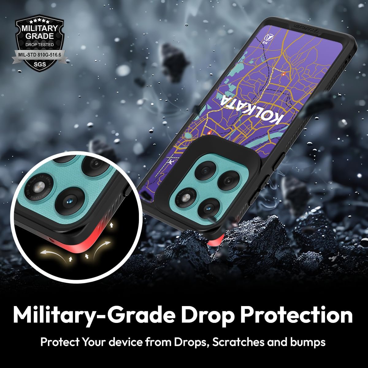 KAPAVER Impulse Back Cover Case Compatible for Motorola Edge 60 Fusion (PC + TPU) (GPS Kolkata), Multicolour - Image 5