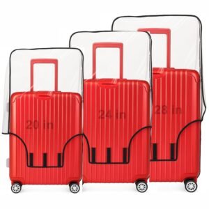 Combo of 3 Trolley Bag Cover/Suitcase Bag Cover/Waterproof Luggage Cover/Zippered Clear PVC Suitcase Covers Protectors (28 inch, 24 inch, 20inch)