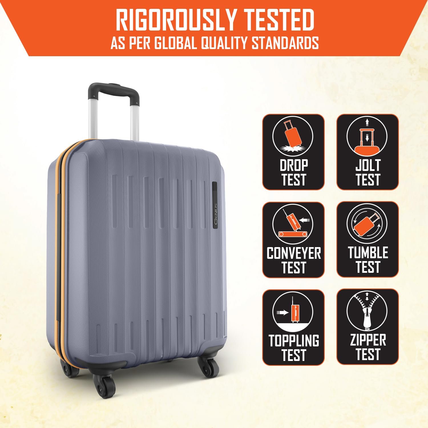 Safari Genius Alley 55cm Cabin Trolley Bag Hard Case Polypropylene, 4 Spinner Wheels, 360 Degree Wheeling Carry on Luggage, Travel Bag, Suitcase for Travel, Trolley Bags for Travel, Flintstone - Image 5