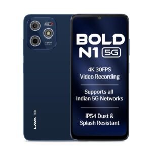 Lava Bold N1 5G (Royal Blue, 4GB RAM, 64GB Storage) |Bigger 6.75″ HD+ Notch Display | Octacore 5G Processor | 13 MP AI Camera |5000 mAh Battery| IP54 Rated Dust & Water Splash Proof