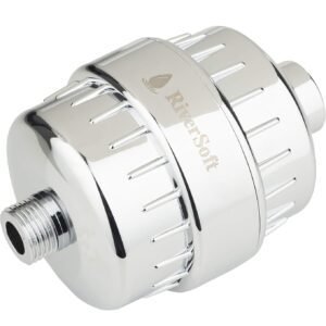 RiverSoft Bliss 15 shower and tap filter for high hardness | Water softener for bathroom | Hard water filter for tap (Chrome)