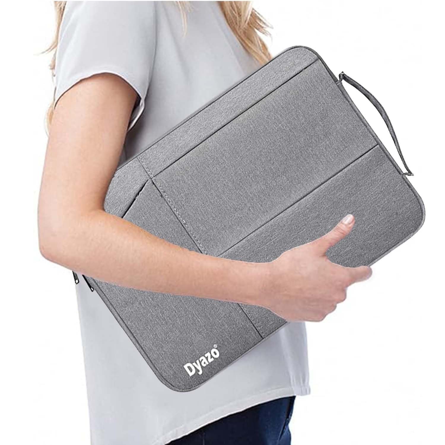 Dyazo 13-13.3 Inch Laptop Sleeve Case with Handle & Three Front Accessories Pockets and Charger Pouch | Compatible for MacBook Air/Pro 14/ M2/M1, HP Envy 13, Chromebook and All Other Notebooks (Grey) - Image 6