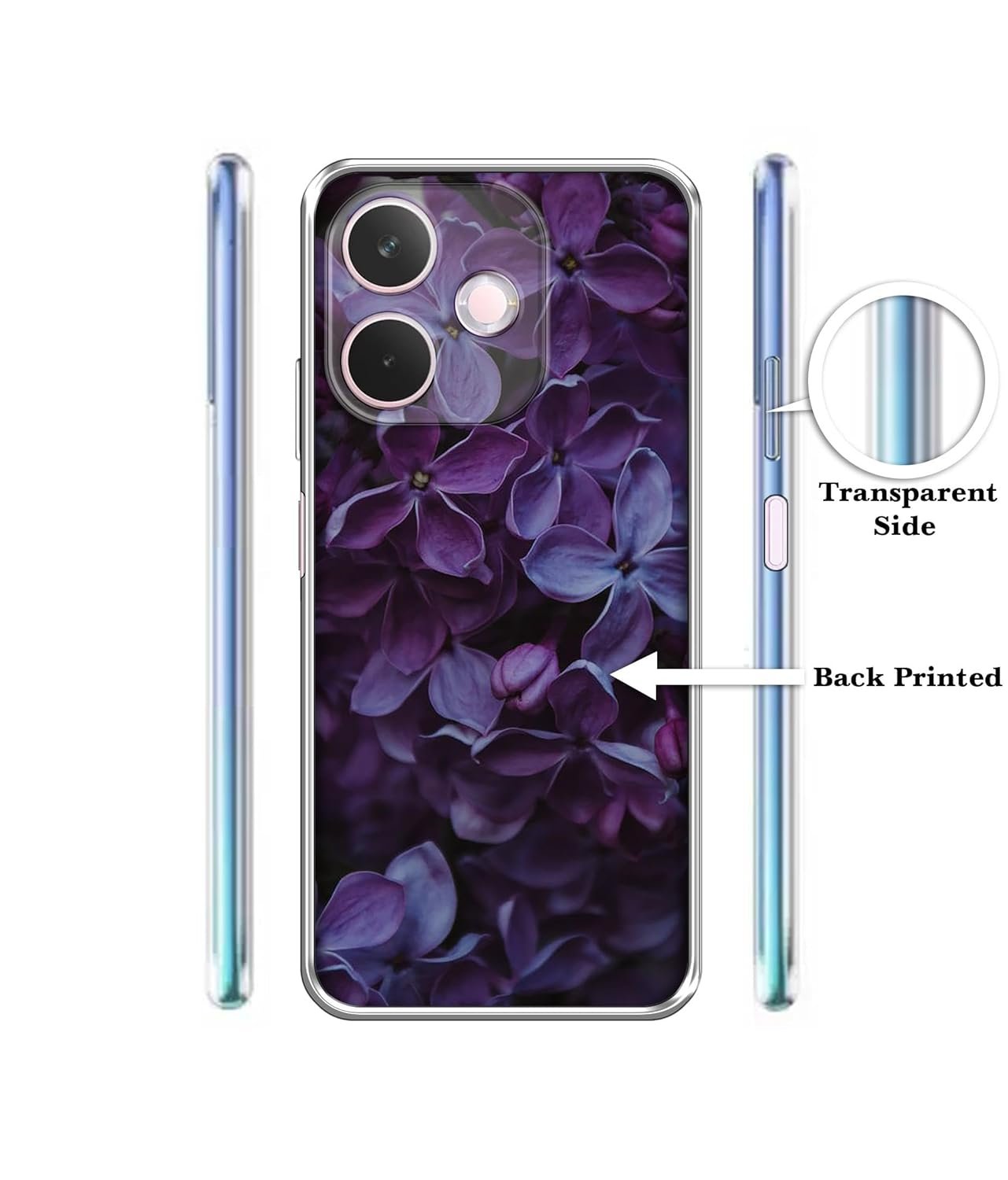 Amazon Brand-Solimo Purple Flowers Printed Silicon Soft TPU Back Case Cover for Oppo A5 Pro 5G - Image 2