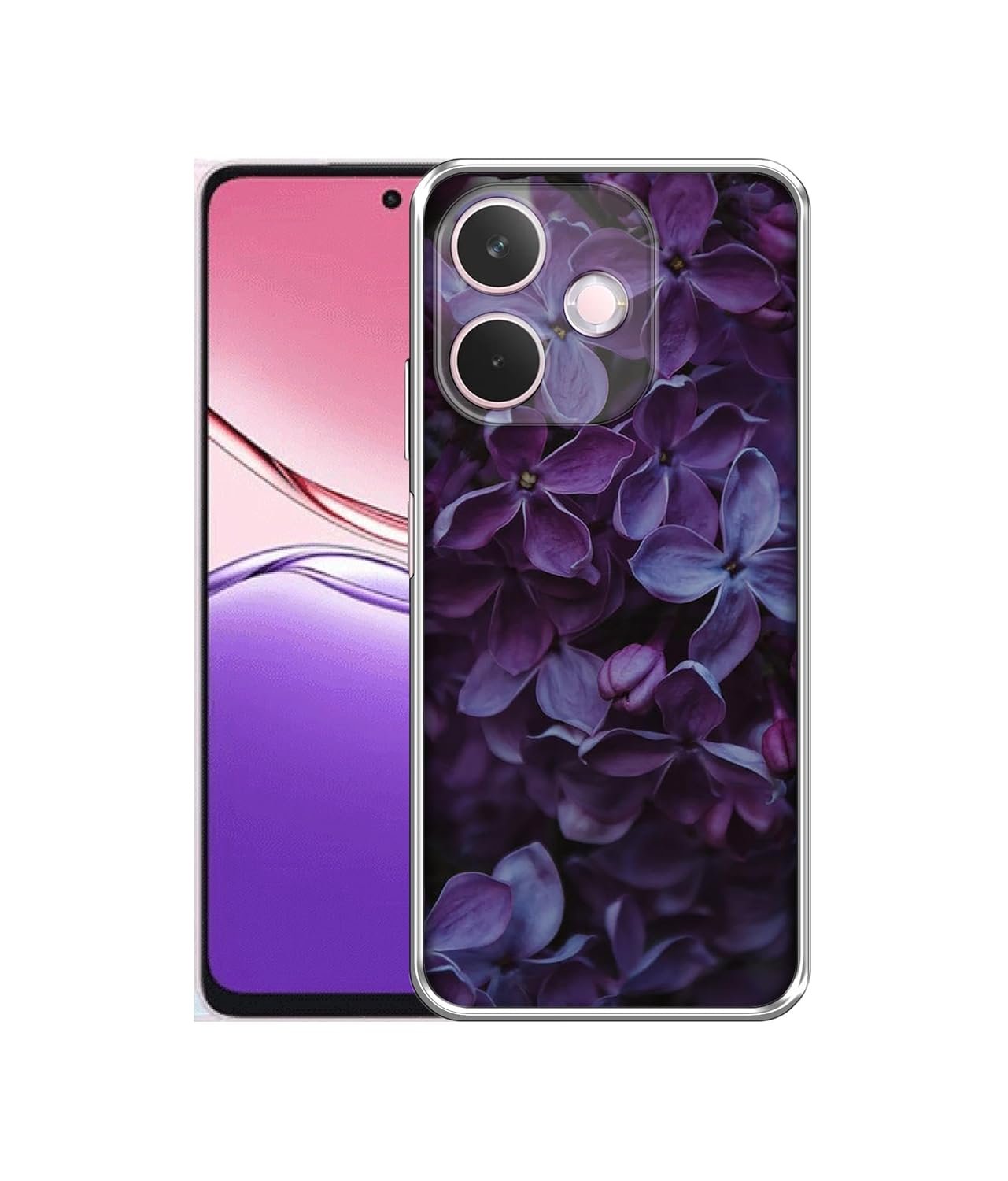 Amazon Brand-Solimo Purple Flowers Printed Silicon Soft TPU Back Case Cover for Oppo A5 Pro 5G