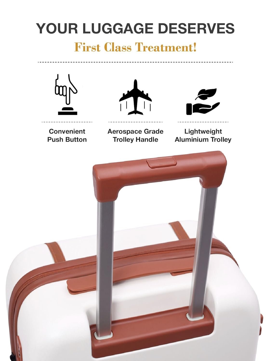 FUR JADEN The Wayfarer 65cm Polycarbonate Travel Luggage Suitcase with 8 StealthTech Silent Shock Absorbing Wheels, TSA Lock & Aviation Grade Telescopic Trolley (Oyester White, Check-in 24") - Image 3