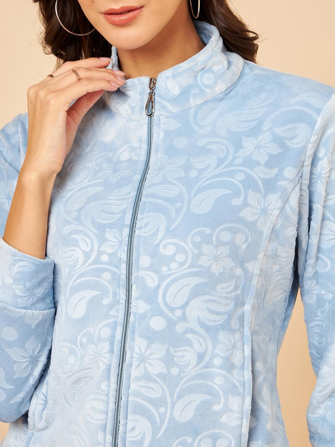 Modeve Floral Printed Stand Collar Lightweight Tailored Jacket - Image 5