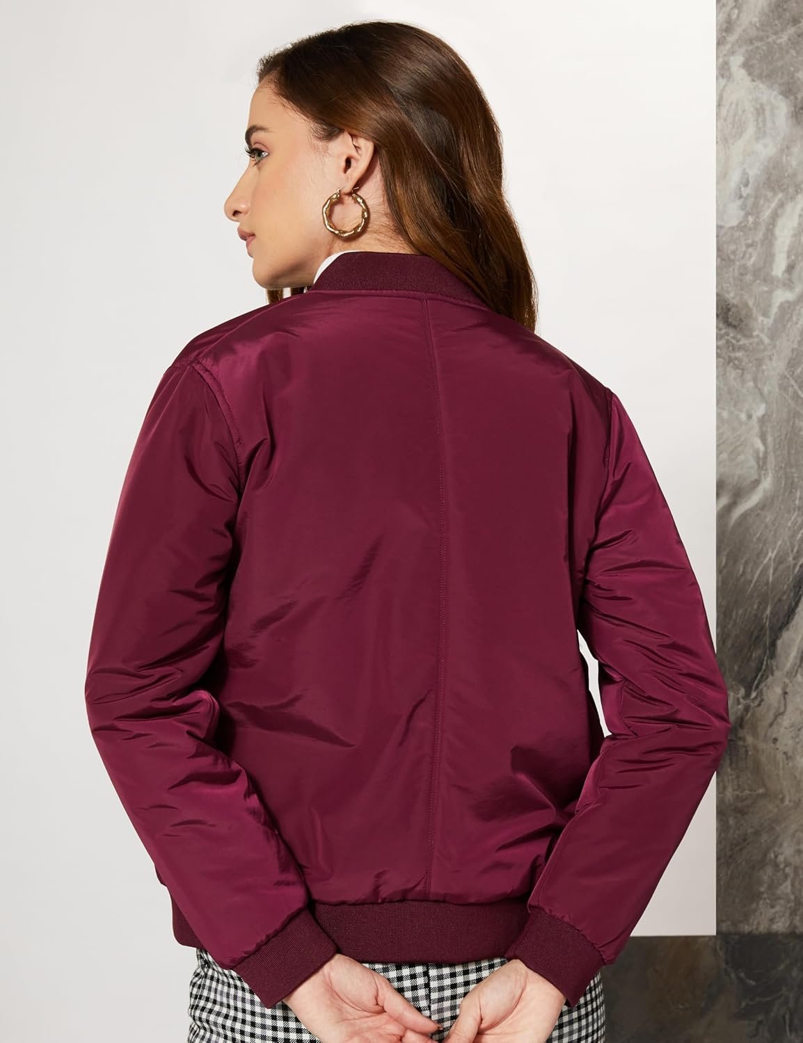 Amazon Brand - Symbol Women's Polyester Regular Fit Lightly Paded Bomber Jacket With Side Pocket (Winter Jackets) (Available in Plus Sizes) - Image 2