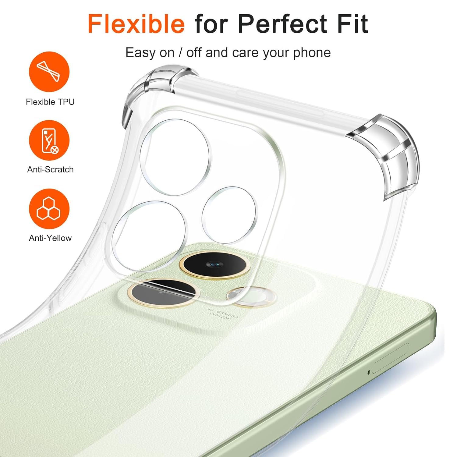 Bumper Back Cover Case Transparent for Oppo A5 Pro 5G|Four Corners Protection|Camera Protection Back Cover Case for Oppo A5 Pro 5G -Transparent - Image 3