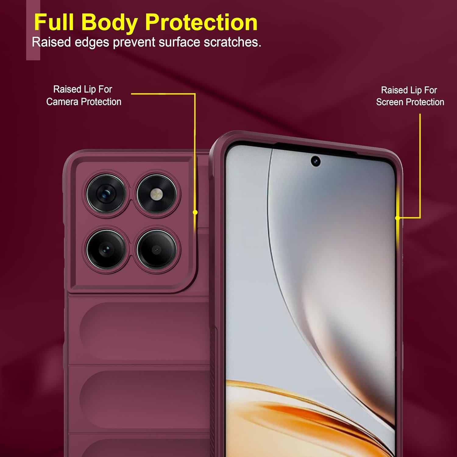 Zapcase Back Case Cover for Motorola Edge 60 Fusion 5G | Compatible for Motorola Edge 60 Fusion 5G Back Cover | Liquid Silicon Magic Case with Camera Protection | Plum - Image 3