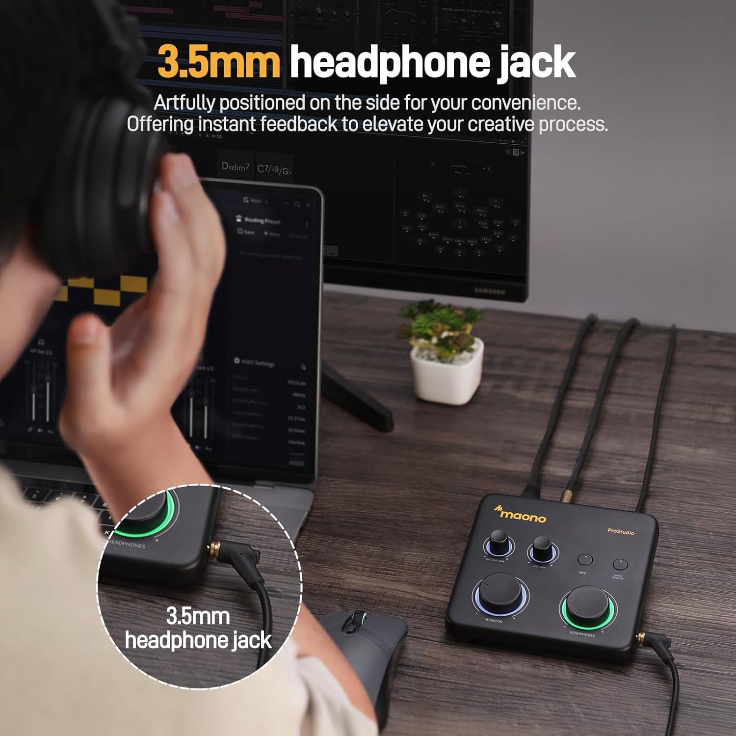 MAONO Audio Interface for Recording Studio: Audio Mixer with 24-bit/192kHz Routing Software, LOOPBACK ASIO Driver for Recording Music, Home-Studio, Podcast Setup, Guitar, DAW(PS22 Lite Black) - Image 7