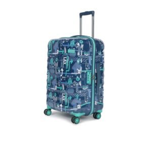 uppercase Jfk Plus (Medium) 66Cms, Sustainable Check-In Trolley Bag, Hardsided Printed Luggage, Combination Lock, 8 Wheel Suitcase For Unisex, 2000 Days Warranty (Denim Blue, Polyester, Spinner)