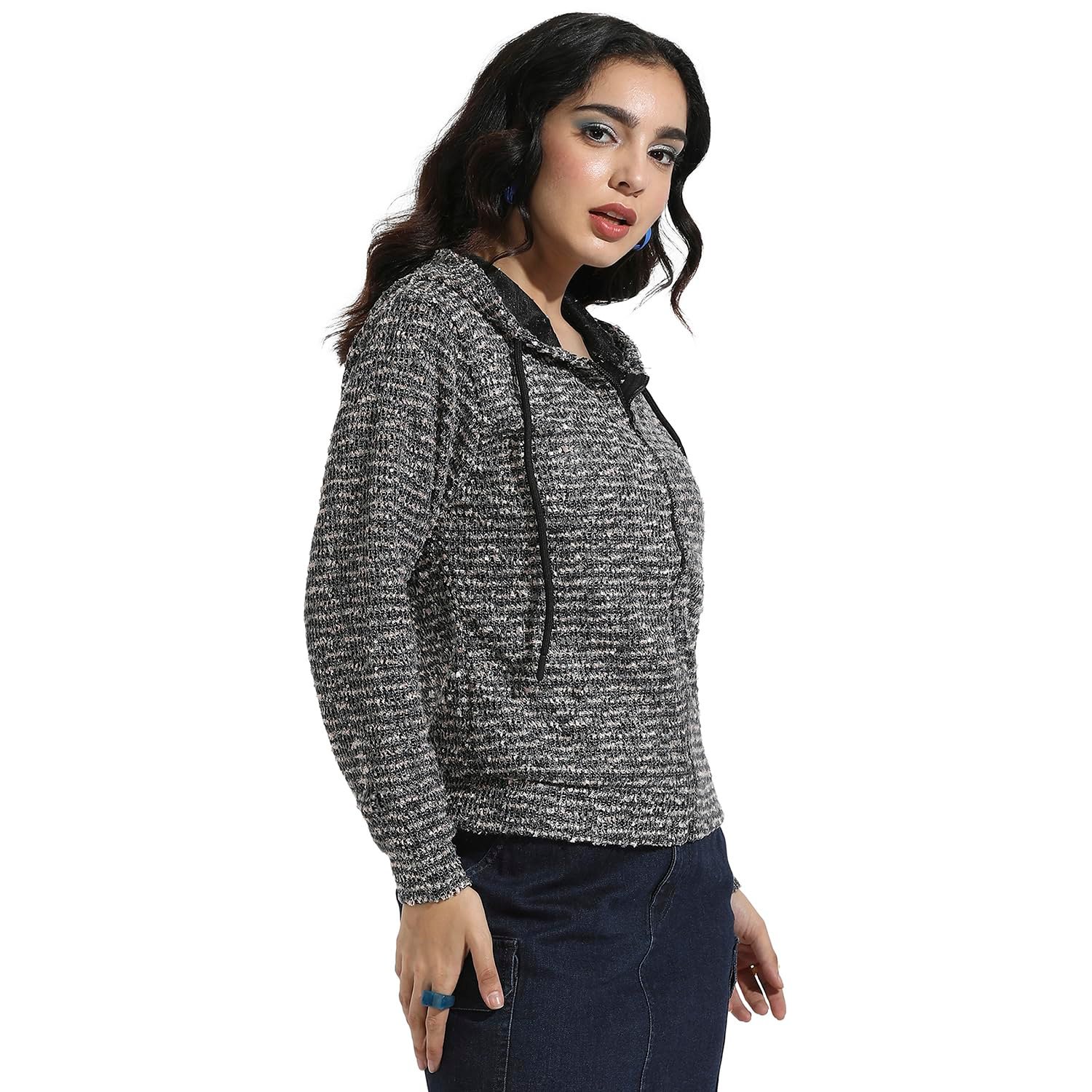 Campus Sutra Women Polycotton Regular Fit Hooded Sweatshirt - Image 2