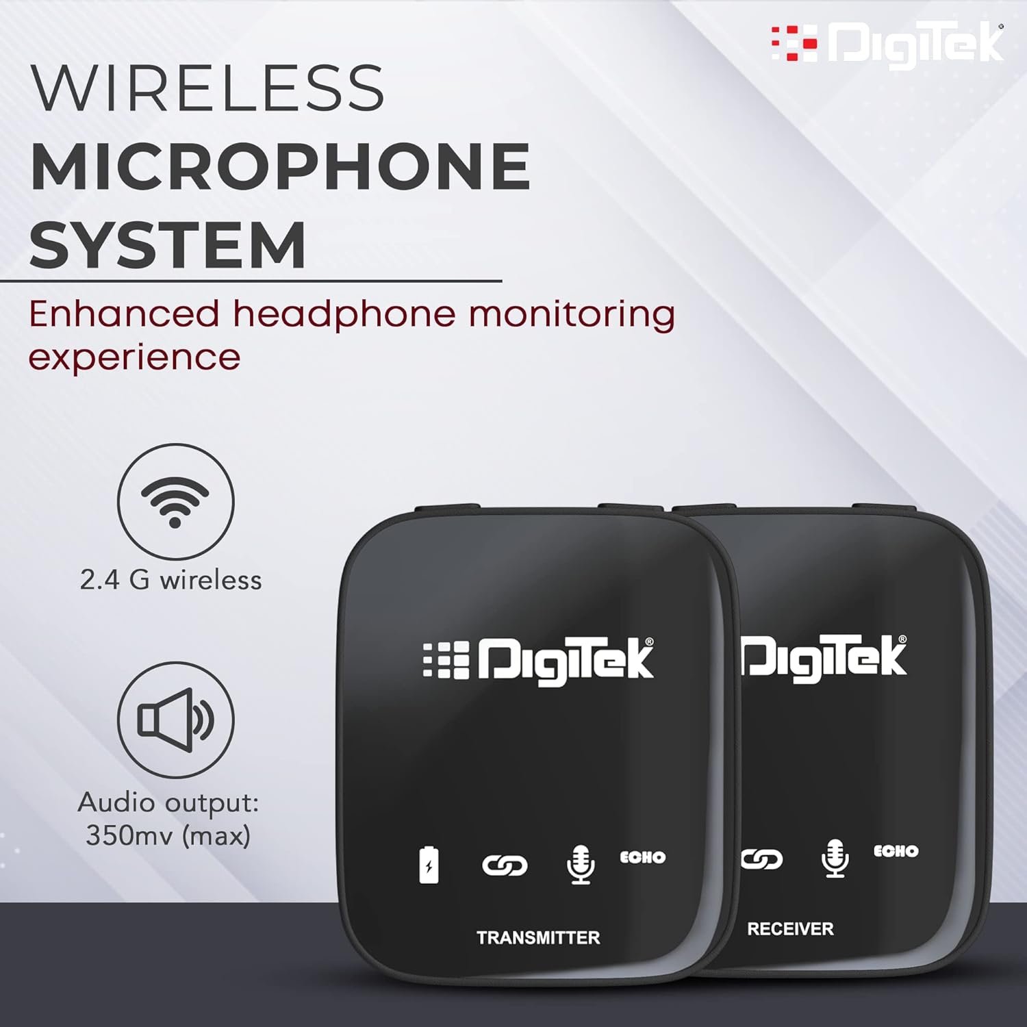 Digitek® (DWM 101 Wireless Microphone System with ANC Noise Reduction, 360° Sound Capture, 100M Range, Upto 12 Hrs Working Time, for DSLR Camera, Android & iOS Smartphones, Seamless Audio Recording - Image 2