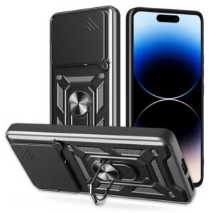 AIBEX® Back Cover for Oppo A5 Pro 5G | D10 Tough Armor Case | Sliding Camera Shield | 360° Protection | Kickstand Ring Holder | Military-Grade Shockproof Bumper Case