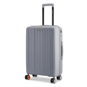 Nasher Miles Pondicherry Hard-Side Polypropylene 8 Wheels Double Spinner Check-in Luggage Grey 24 inch |65cm Trolley Bag, Medium