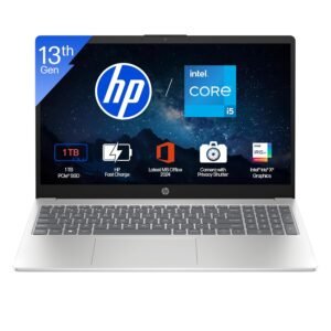HP 15, 13th Gen Intel Core i5-1335U (16GB DDR4, 1TB SSD) FHD, Anti-Glare, Micro-Edge, 15.6''/39.6cm, Win11, M365(1yr)* Office24, Silver, 1.59kg, FD0552TU, Iris Xe, FHD Camera w/Shutter, Backlit Laptop