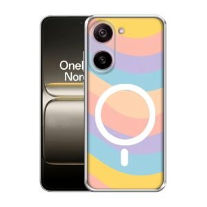 Case Cover for OnePlus Nord CE5 5G Pastel Rainbow Waves MagSafe Ring Design (Not MagSafe Compatible) | UV Printed Soft TPU Shockproof Back Case for OnePlus Nord CE5 5G