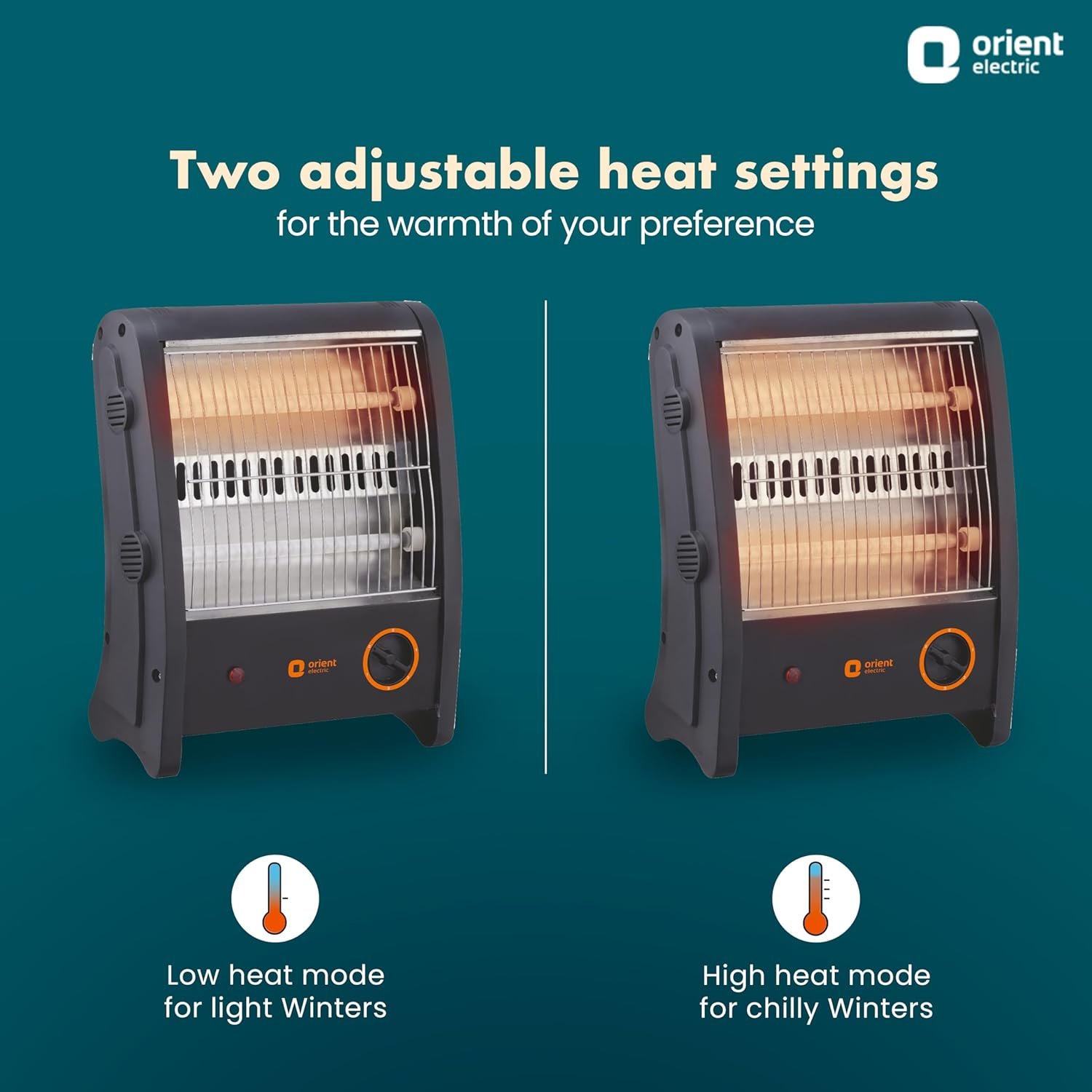 Orient Electric Quartz Room Heater | 800 W Low Power Consumption | Tip-over Protection | 2 Heating Rods for Quick Heating | Cool Touch Body | 1 Year Warranty, Black - Image 3