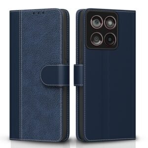 Pikkme Flip Cover for Motorola Moto Edge 60 Fusion 5G / Edge 60 5G | Full Body Protection | Shockproof | Wallet with Stand | Leather Finish Flip Case (Blue)