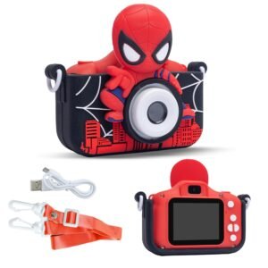 Kids Digital Camera 1080P HD Spider Man 10.8MP Mini Video Camcorder For Boys & Girls, Age 4, 5, 8-10| 2-Inch HD Screen, Selfie | Child-Safe Design | Expandable Up To 32GB (Red)