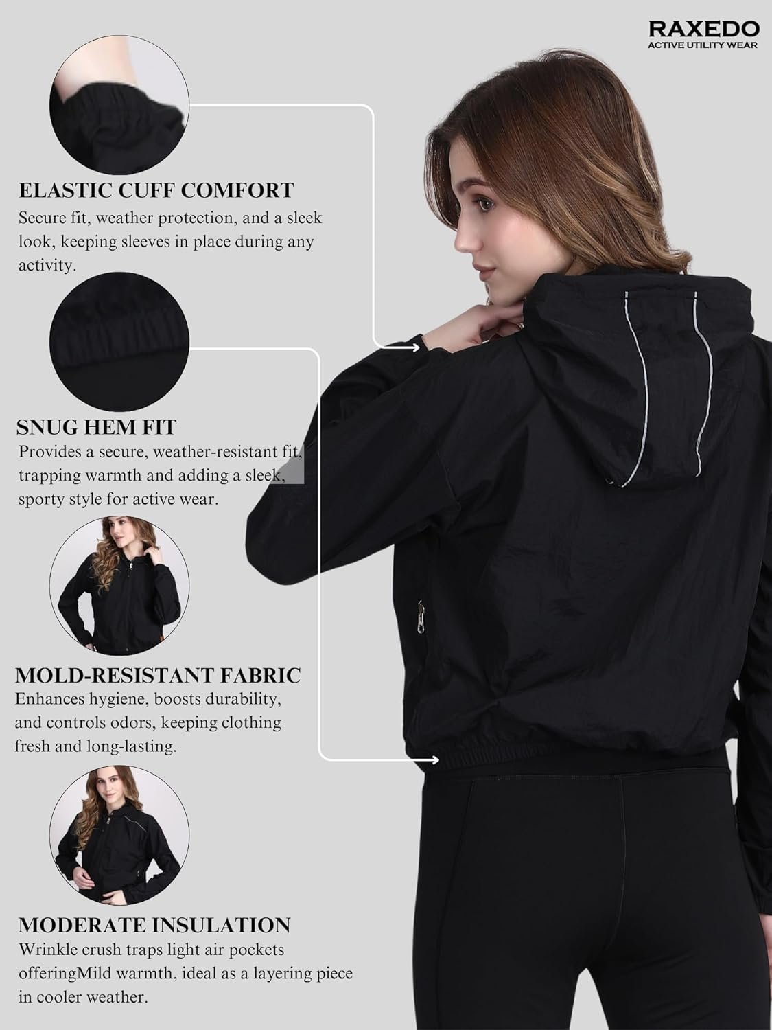 Jacket for Woman | Windcheater for Women | Winter Jacket for Woman | Crop Jackets for Women Stylish Latest | Warm, Water-Resistant Travel & Sports – Light & UV Protected - Image 4