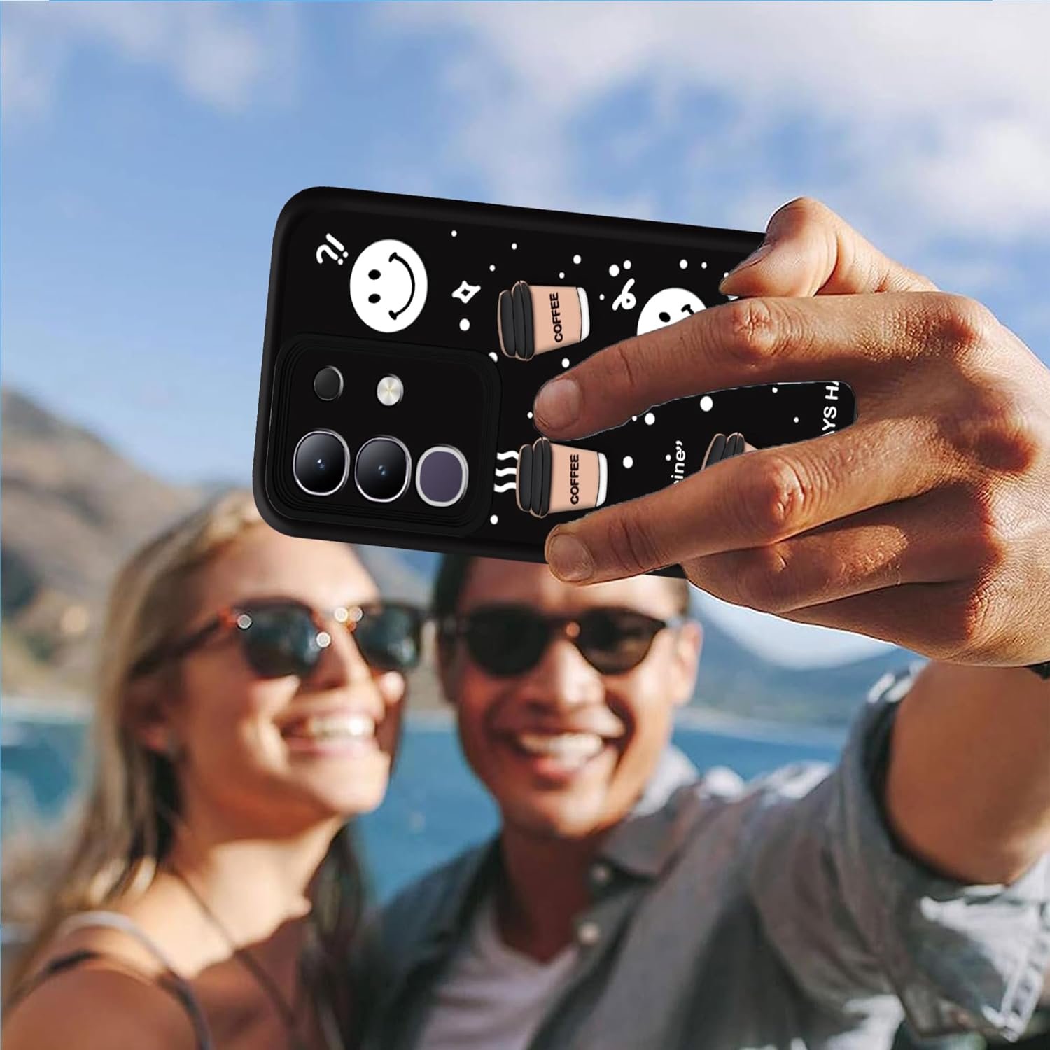 amazon basics Back Case Cover Compatible for Vivo T4X 5G | Cute Fun Cartoon 3D Ball | Coffee Silicone Case | Camera Protection | Body Protection | Shock Proof | Color Black - Image 6