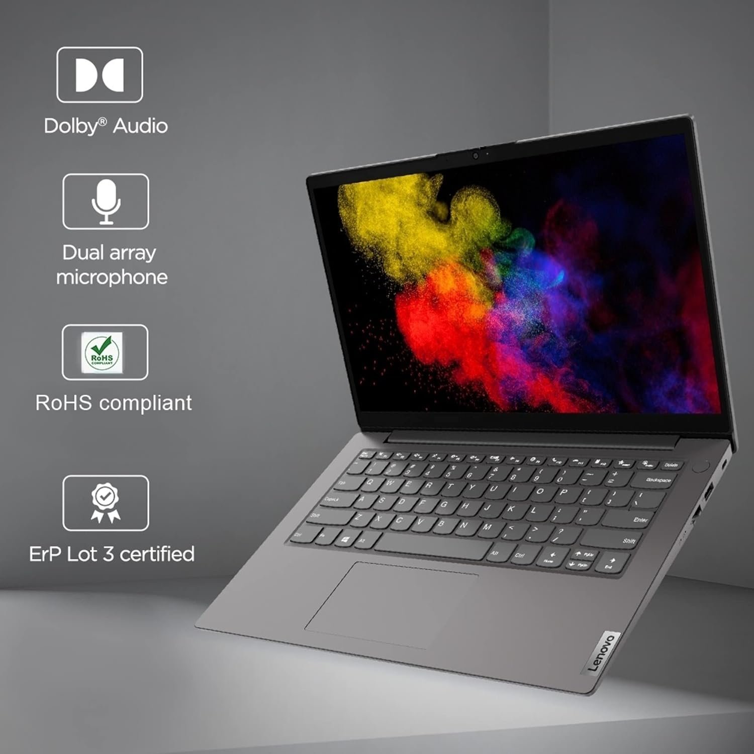 Lenovo V14 Intel Core i5 12th Gen 14" (35.56cm) FHD (1920x1080) Antiglare 250 Nits Thin and Light Laptop (8GB RAM/512GB SSD/DOS/Iron Grey/1.43 kg), 82TS005DIH - Image 4