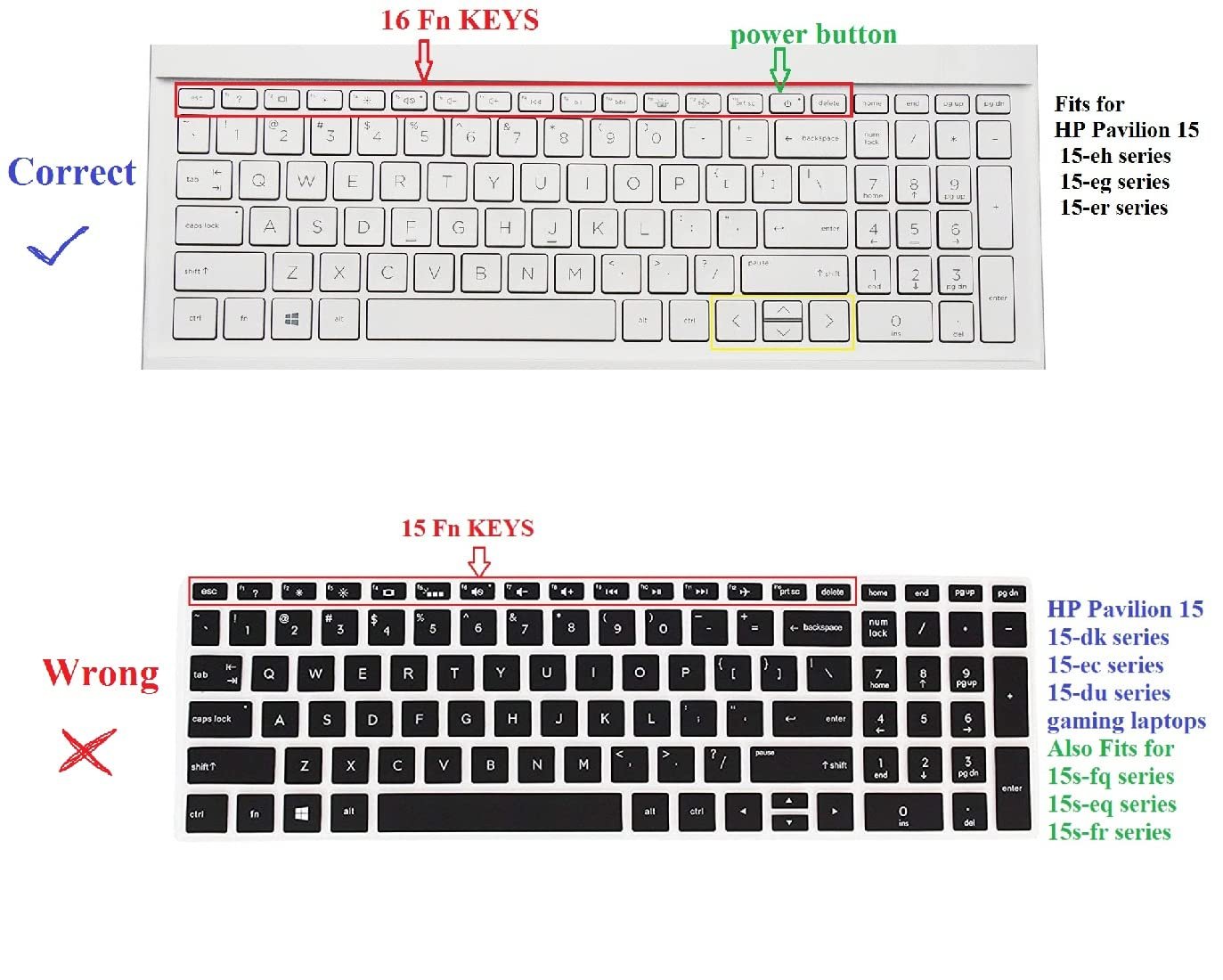 Saco Silicone Keyboard Skin Cover Compatible for HP Pavilion 15 Series (15.6inch) (15-eh 15-eg 15-er 15-fd 15-fc) & HP Pavilion 16 Series (16inch) (16-ab 16-af 16-ag) Laptops (Black) - Image 2