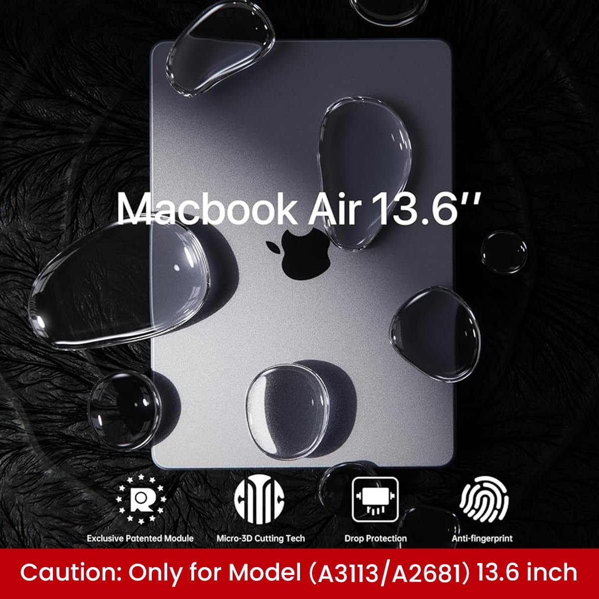 HASTHIP ® 13.6 Inch Laptop Soft Shell Case Cover for New MacBook Air M4 A3240 M3 A3113 M2 A2681 Mac Book Air 13.6 Inch Flexible Cover for Apple 2025 2024 2022 Release Matte Anti-Fingerprint, Grey - Image 3