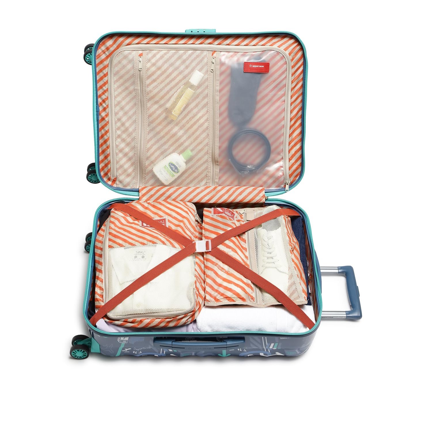 uppercase Jfk Plus (Medium) 66Cms, Sustainable Check-In Trolley Bag, Hardsided Printed Luggage, Combination Lock, 8 Wheel Suitcase For Unisex, 2000 Days Warranty (Denim Blue, Polyester, Spinner) - Image 4