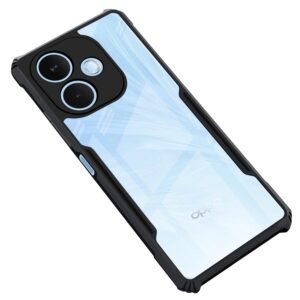 CEDO Oppo A5 Pro (5G) Back Case Cover | Camera Protection Shockproof Bumper-Edge | Acrylic Crystal Clear 360 Degree Protection TPU+PC | Transparent Eagle Back Case Cover (Black)