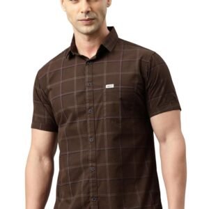 Majestic Man Men Comfort Slim Fit Checked Pure Cotton Half Sleeve Casual Shirt