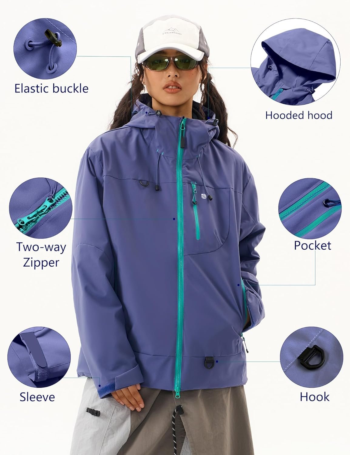 Women's Fashionable Fitted Waterproof Jacket, Stylish Color-Block Windbreaker, Versatile for Daily Commute, Travel, and Outdoor Activities I Unisex Couple Jacket - Image 5