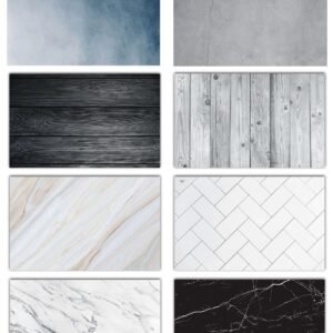 Premium Flatlay Tabletop Photography Backdrop Background, Double Sided Waterproof Paper for Food, Small Product Professional Photo Shoot (56x90cm, Pack of 4) 8 Designs (June)