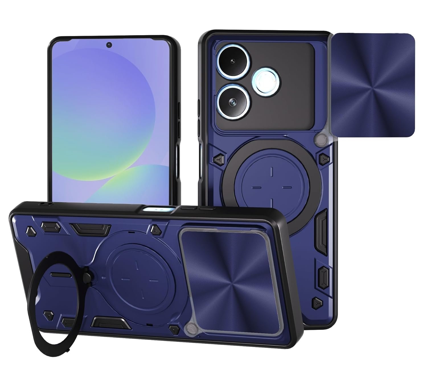 YUWOO ShieldX Series Back Cover for Oppo A5 Pro 5G|ShieldX Technology|Built-in Ring Stand|Camera Protection|Rugged Armour Back Cover for Oppo A5 Pro 5G