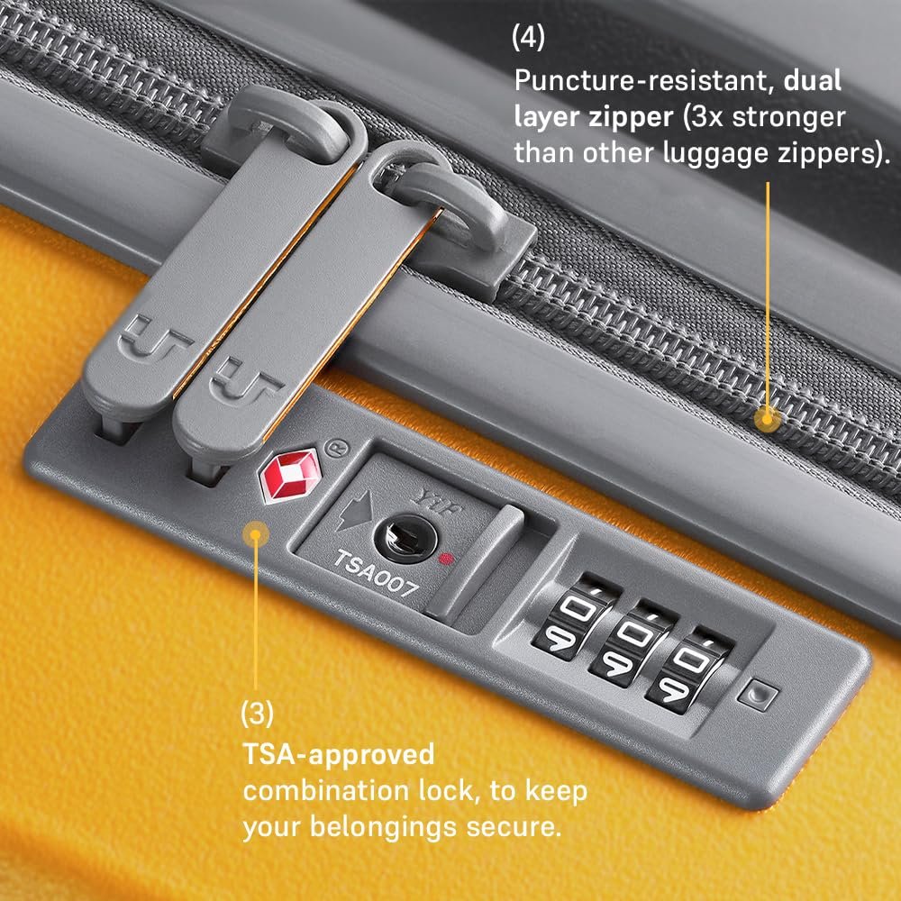 Urban Jungle Polycarbonate 360 Degree By Safari, Premium Large(75 Cm) Trolley Bag, Check-In Suitcase With 8 Silent Wheel And Tsa Lock, Hardside Travelling Luggage For Both Unisex (Yellow) - Image 3