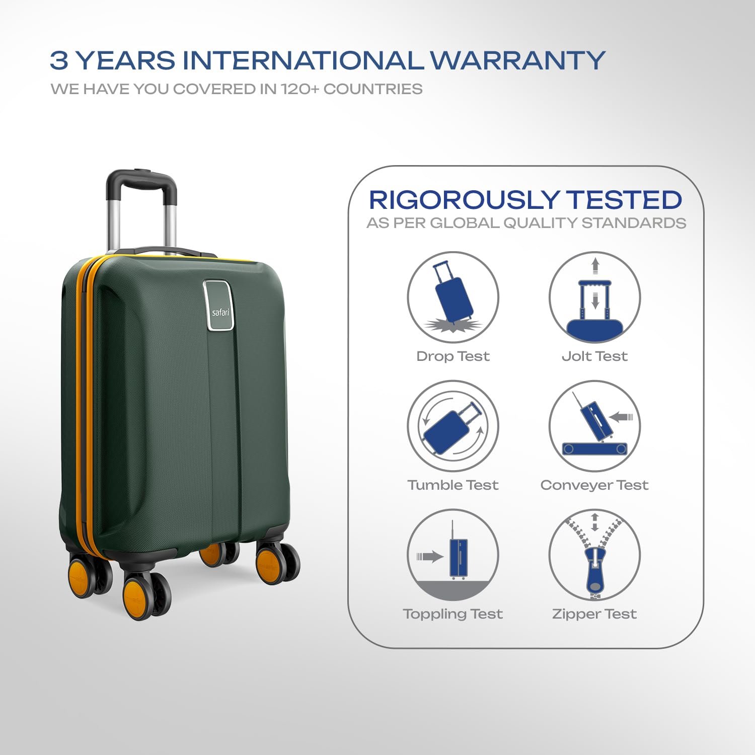 Safari Cabin Polycarbonate Spinner Thorium Neo 8 Wheels 55Cm Size Trolley Bag, Hard Case, 360º Wheeling Carry-On Luggage for Men & Women, Travel Bag, Suitcase for Travel, Dusk Green - Image 6