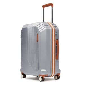 uppercase Vector(Medium) 65cm, Check-in Sustainable Trolley Bag, Hardsided Anti-Scratch 8 Wheel Double Spinner Luggage, TSA Lock & Anti-Theft Zippers, Suitcase for Unisex, 2000 Days Warranty(Silver)