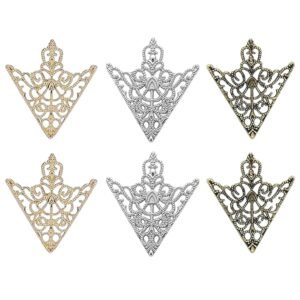 Collar Pin for Men Shirt, Vintage Triangle Brooch Set of 6 Pieces, Gold Silver and Bronze Finish, Elegant Accessory for Formal Wear and Business Attire, Unique Gift for Fashion-Conscious Adults