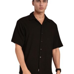 Thomas Scott Men’s | Regular Fit | Short Sleeves | Cuban Collar | Seersucker Fabric | Casual | Shirt