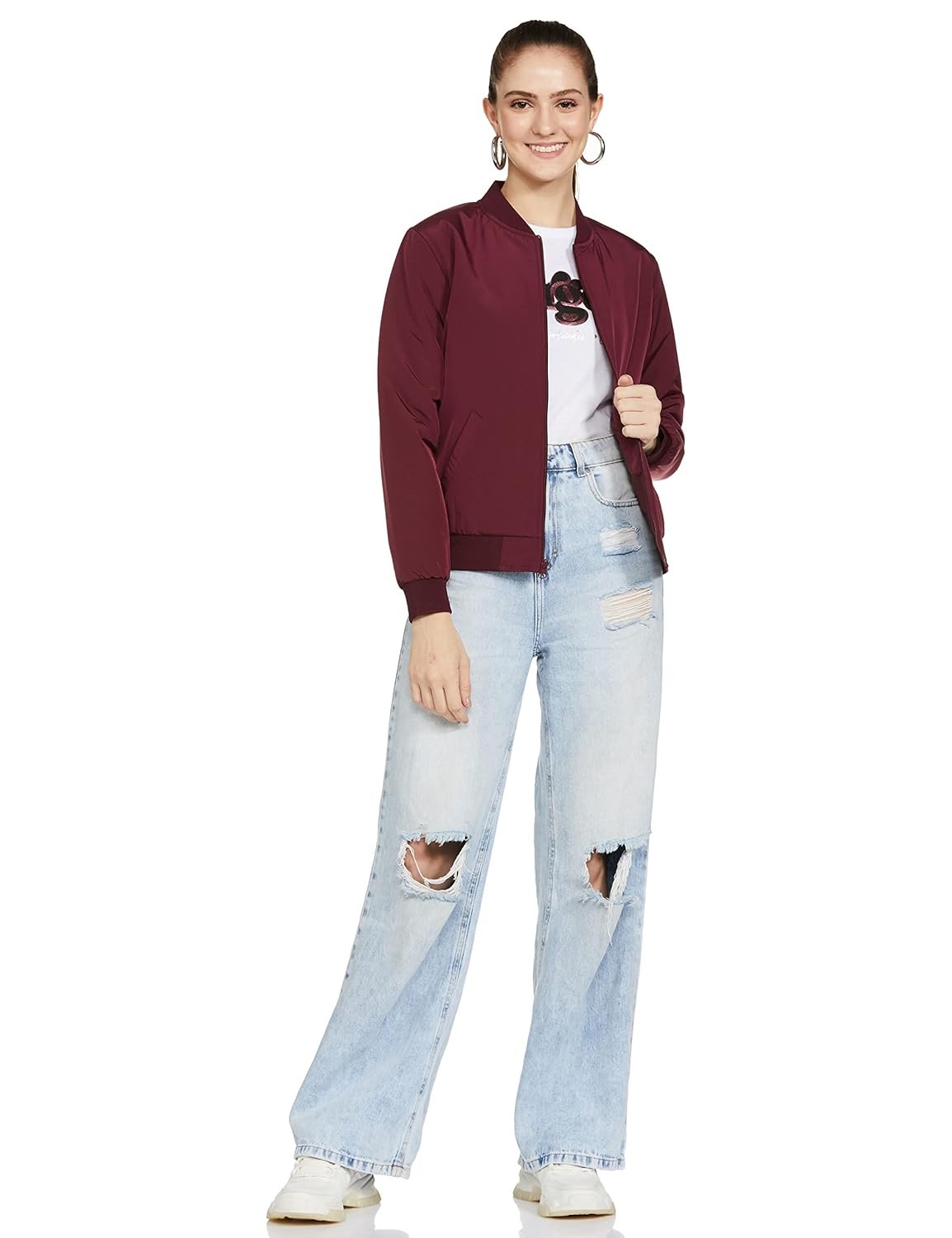 Amazon Brand - Symbol Women's Polyester Regular Fit Lightly Paded Bomber Jacket With Side Pocket (Winter Jackets) (Available in Plus Sizes) - Image 7