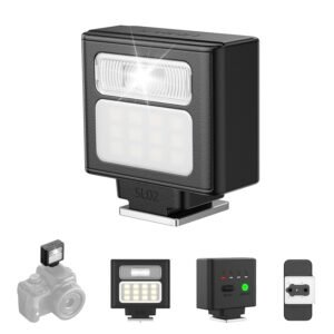 ULANZI SL02 Mini Flash Speedlite with Video Light, GN8 6500K Camera Mini Flashlight for Canon Fuji Sony Nikon and Othe SLR Digital Cameras, 4 Power Levels Camera Flash Speedlight NOT Fit Sony ZV -1F