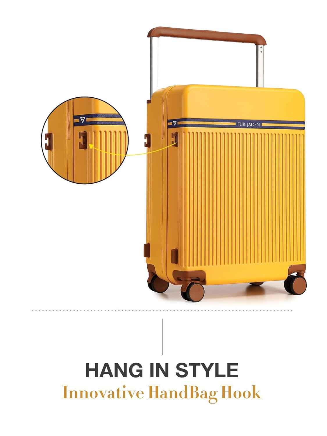 FUR JADEN The Aviator 65cm German Polycarbonate Travel Luggage Check-in Suitcase with 8 StealthTech Silent Shock Absorbing Wheels, TSA Lock & Aerospace Grade Wide Handle (Sunflare, Check-in 24") - Image 9