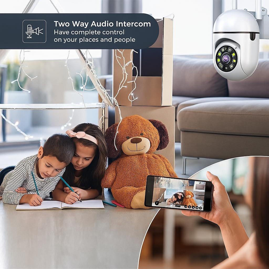 Fire turtle 1080p FHD WiFi Wireless Security Camera with Audio & Night Vision - Live Feed, Motion Detection, Perfect for Home & Office Security (Wall Camera) - Image 5