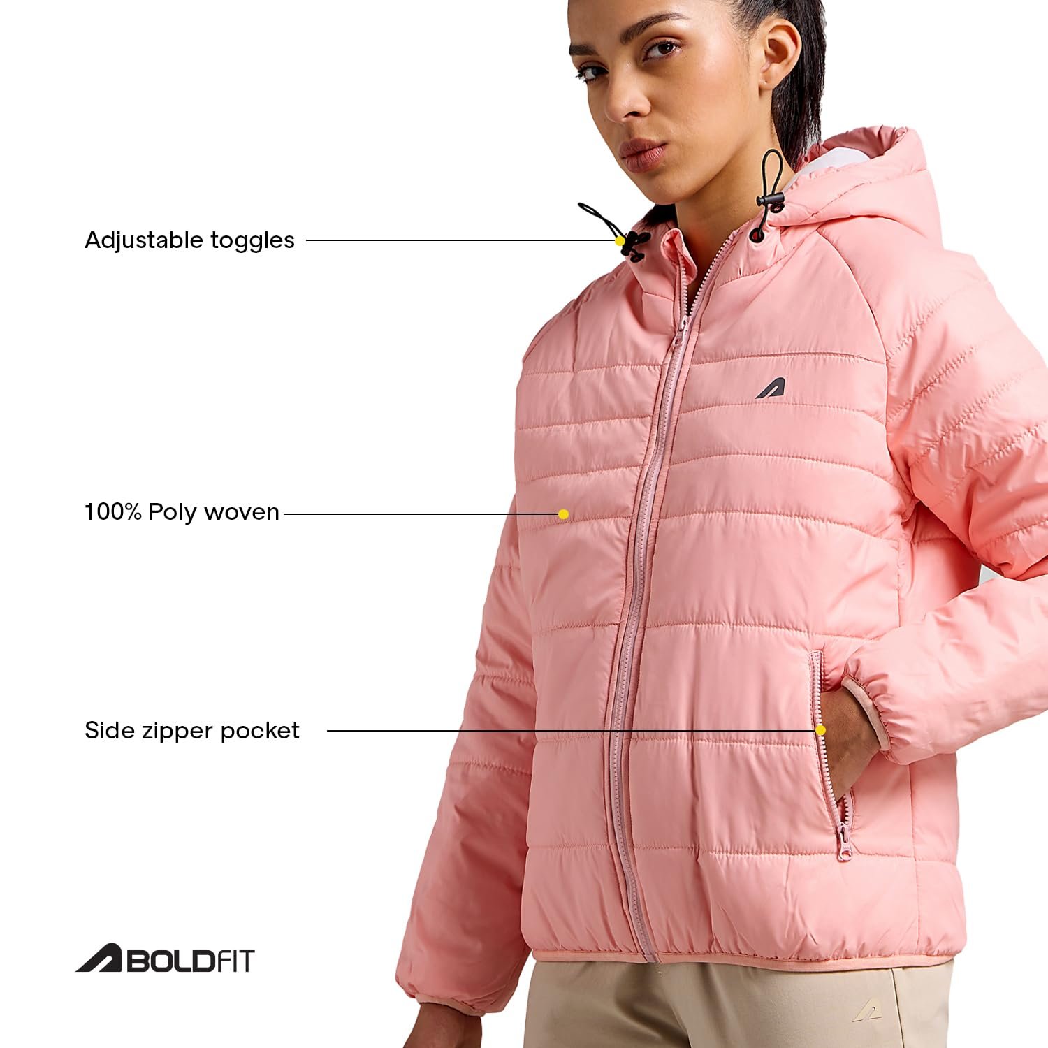 Boldfit jacket for woman puffer winter jacket for woman standard length jackets for women stylish latest hooded winter wear jackets for women cozy jerkins for ladies - Image 2