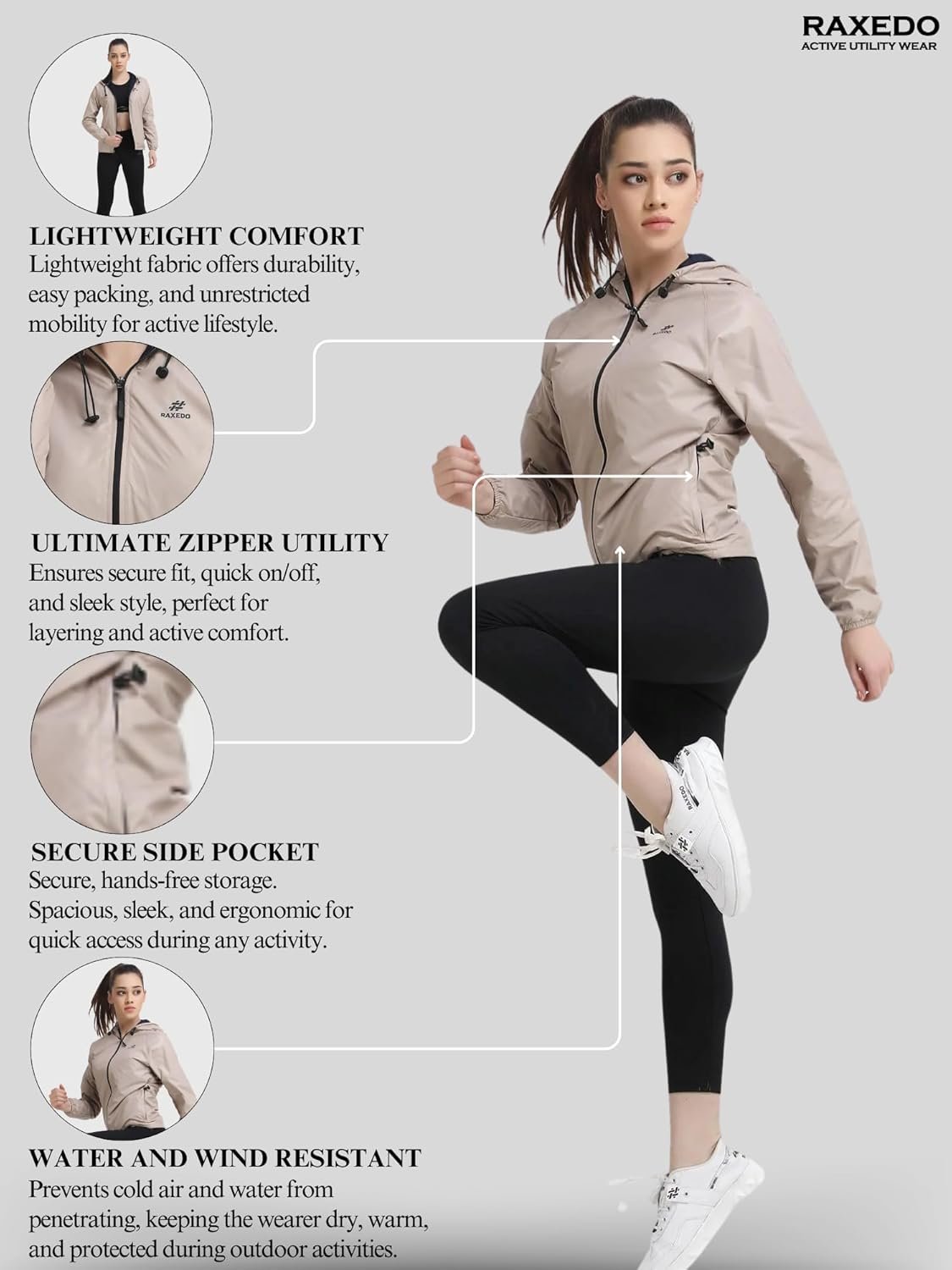 Sports Jacket for Women | Windcheater for Women, Winter Jacket for Woman – Water-Resistant Warm Jackets for Travel, Light, Sun Protection, Light Winter & Stylish - Image 4