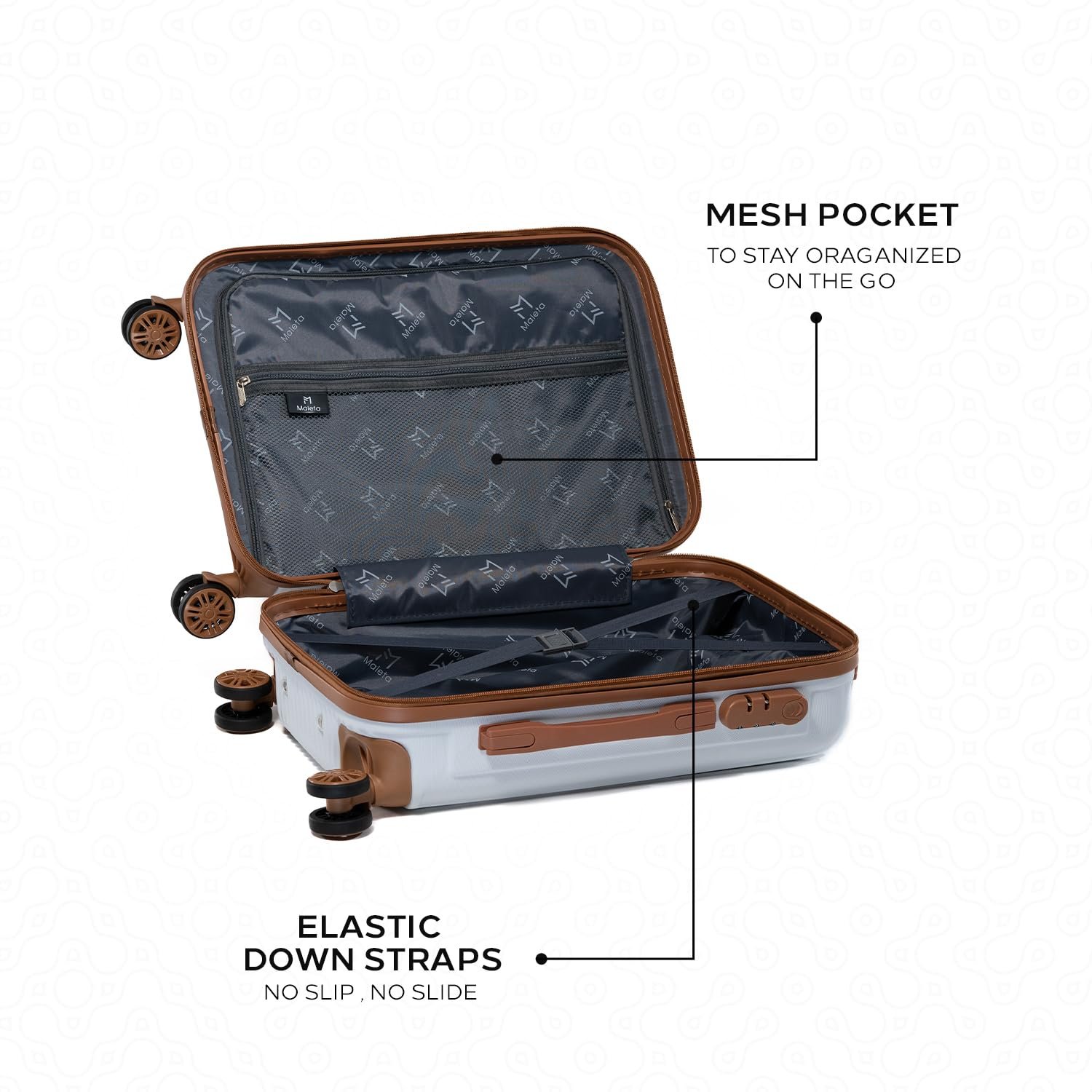 Maleta Neo Set of 3 Trolley Bag Cabin+Medium+Large | Hardside Luggage | Luggage Bags for Travel | Suitcase for Travel (White, Set of 3 (Small - Medium - Large)) - Image 4