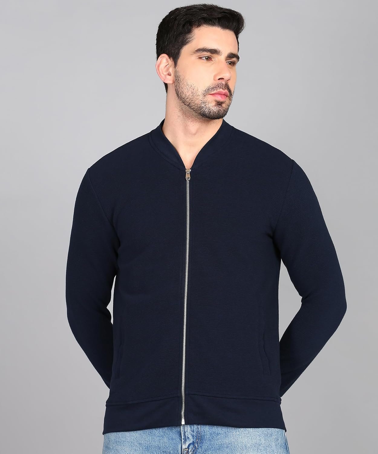 Alan Jones Clothing Men's Cotton Blend Regular Solid Corduroy Front Zipper Jacket - Image 2